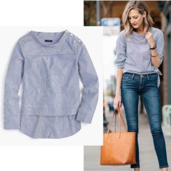 J. Crew Tops - NEW J.CREW STRIPED FUNNEL Neck Shirt, size 0